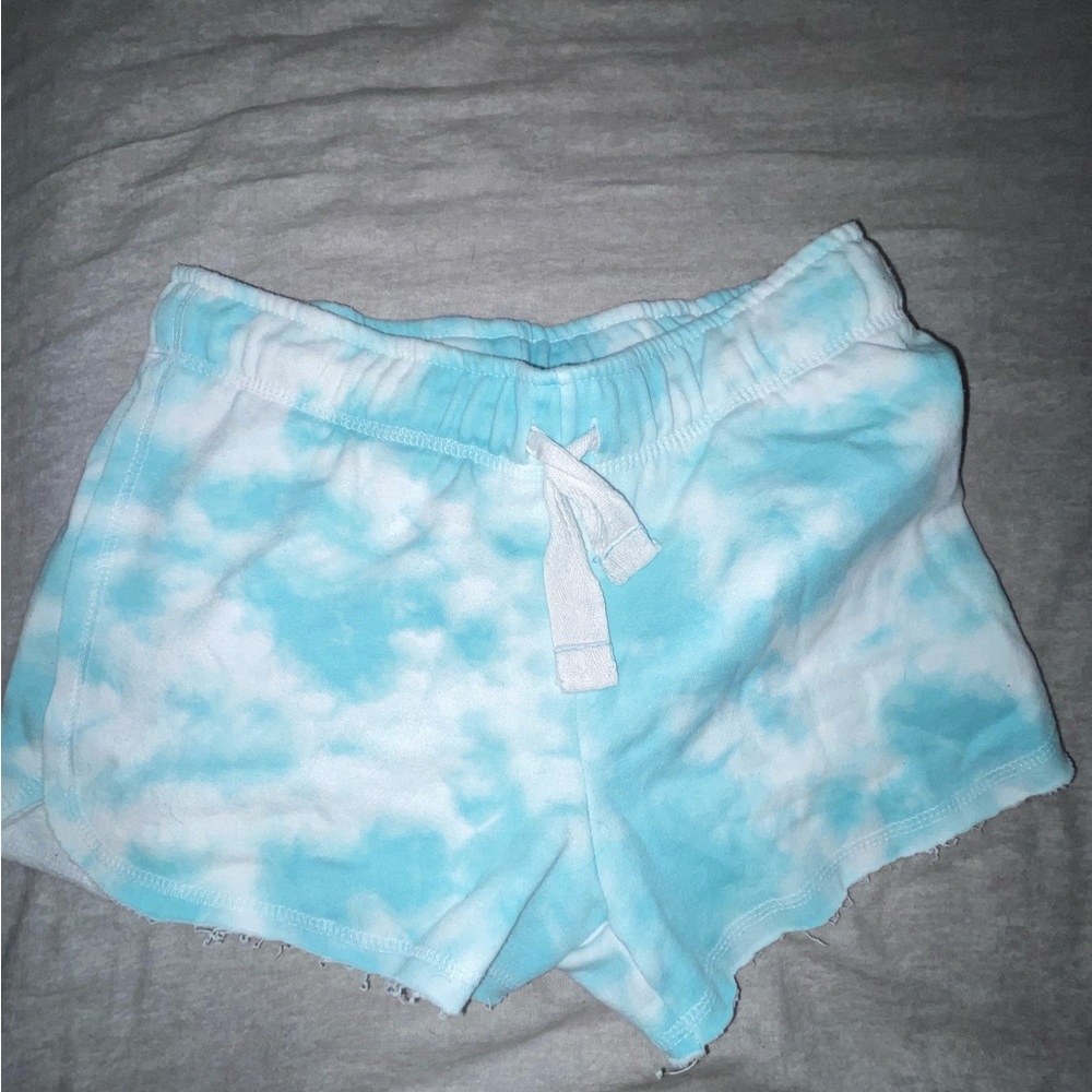 Blue and white tye dye shorts